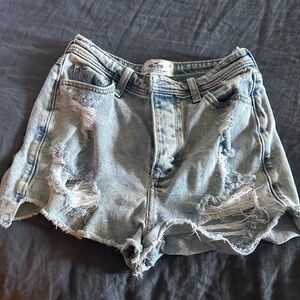 Hollister Women's Ripped Jean Shorts - Light Blue